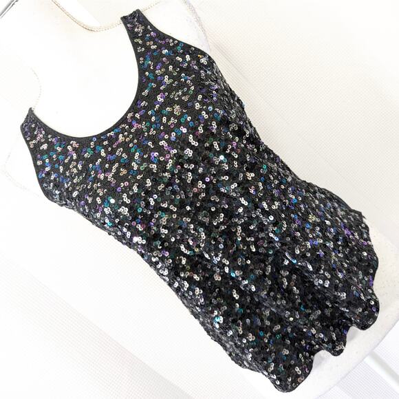 EXPRESS! DREAMWEIGHT COTTON SEQUINNED TANK TOP, SHIRT, MIDNIGHT GRAY! SZ S - Picture 1 of 9